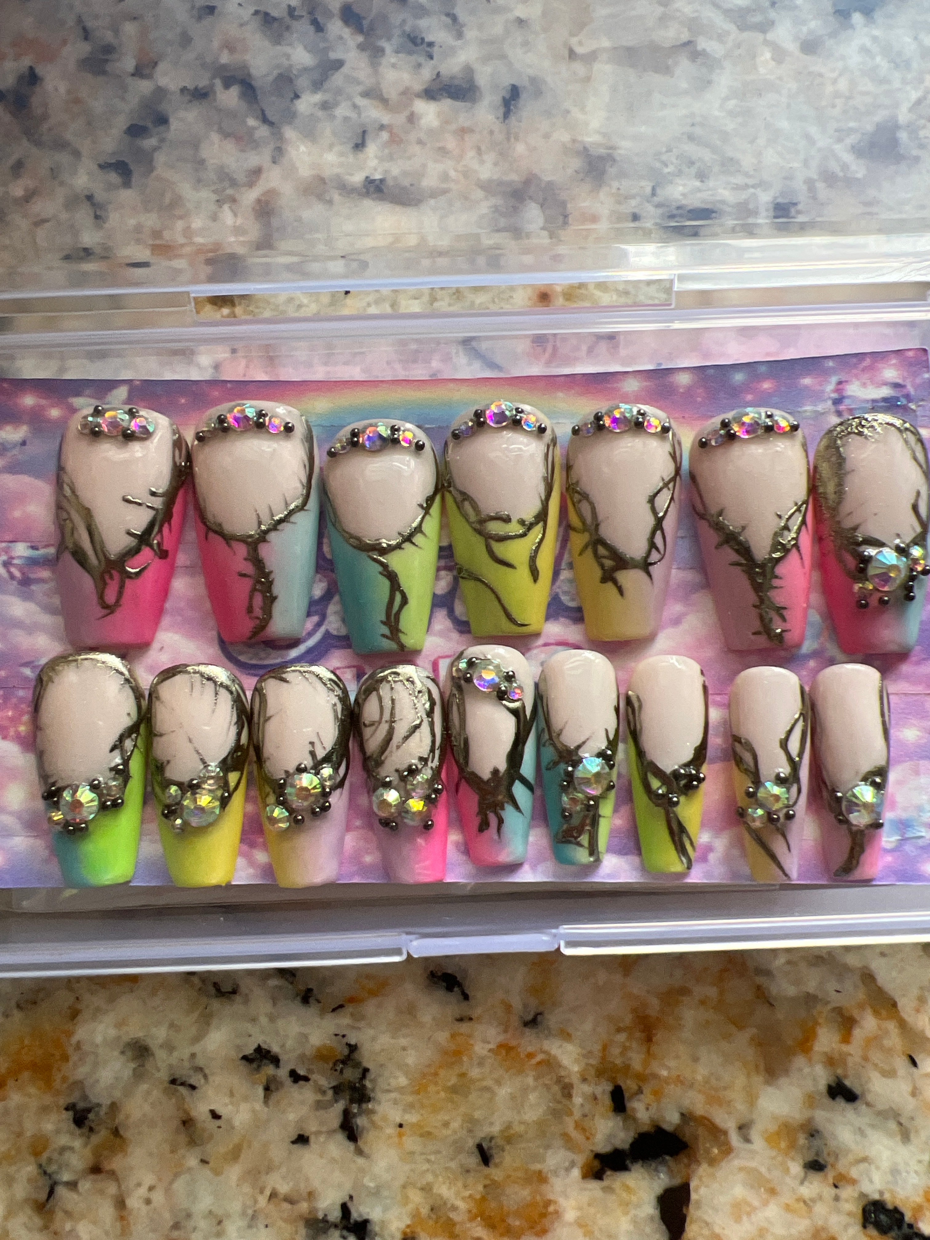 Fairy Gothic Rainbow Nails