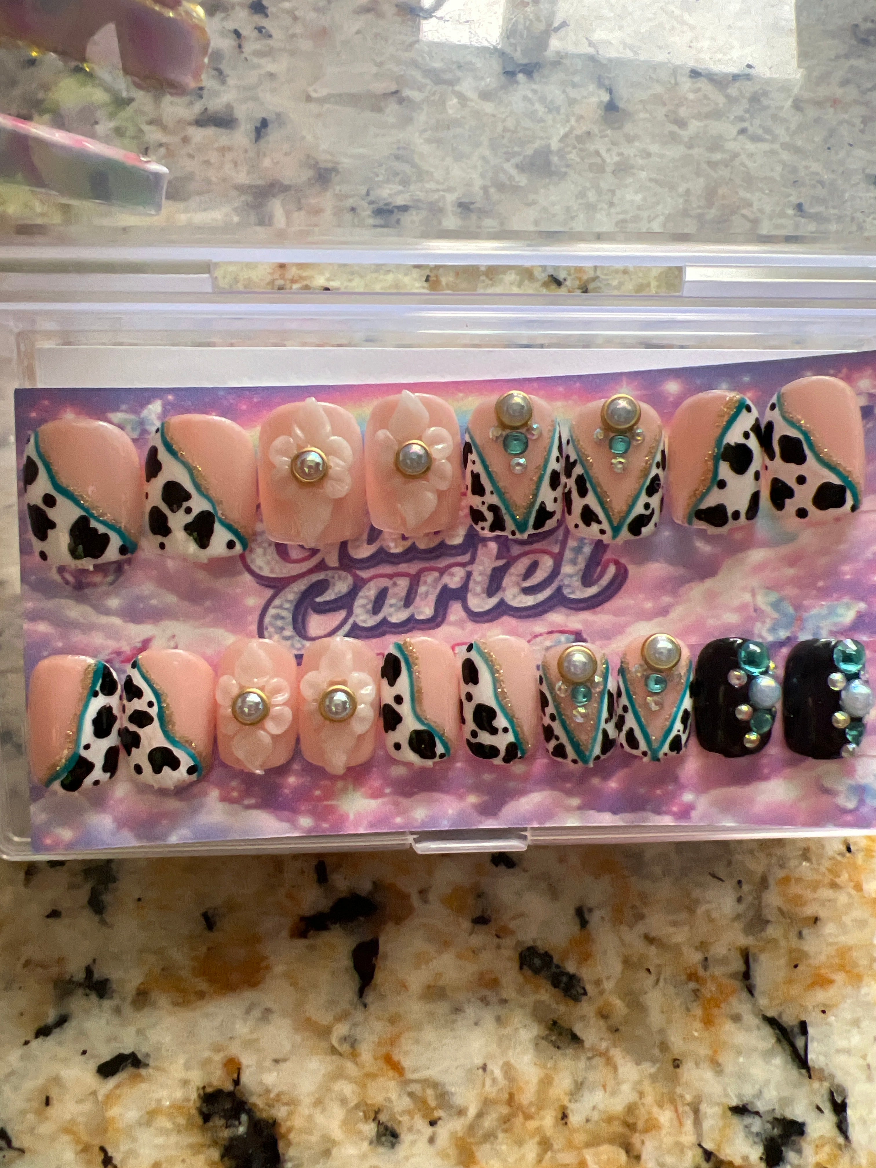 🐄💙Cow Farm Inspo Nails Bling💙🐄
